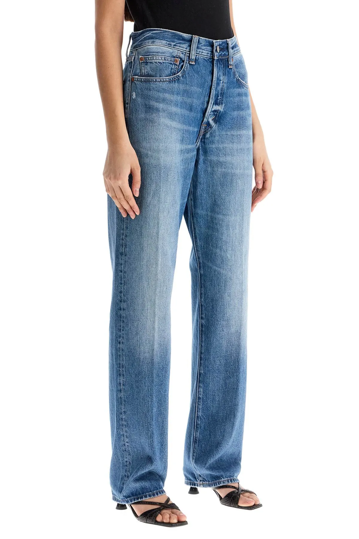 light blue high-waisted straight women's jeans