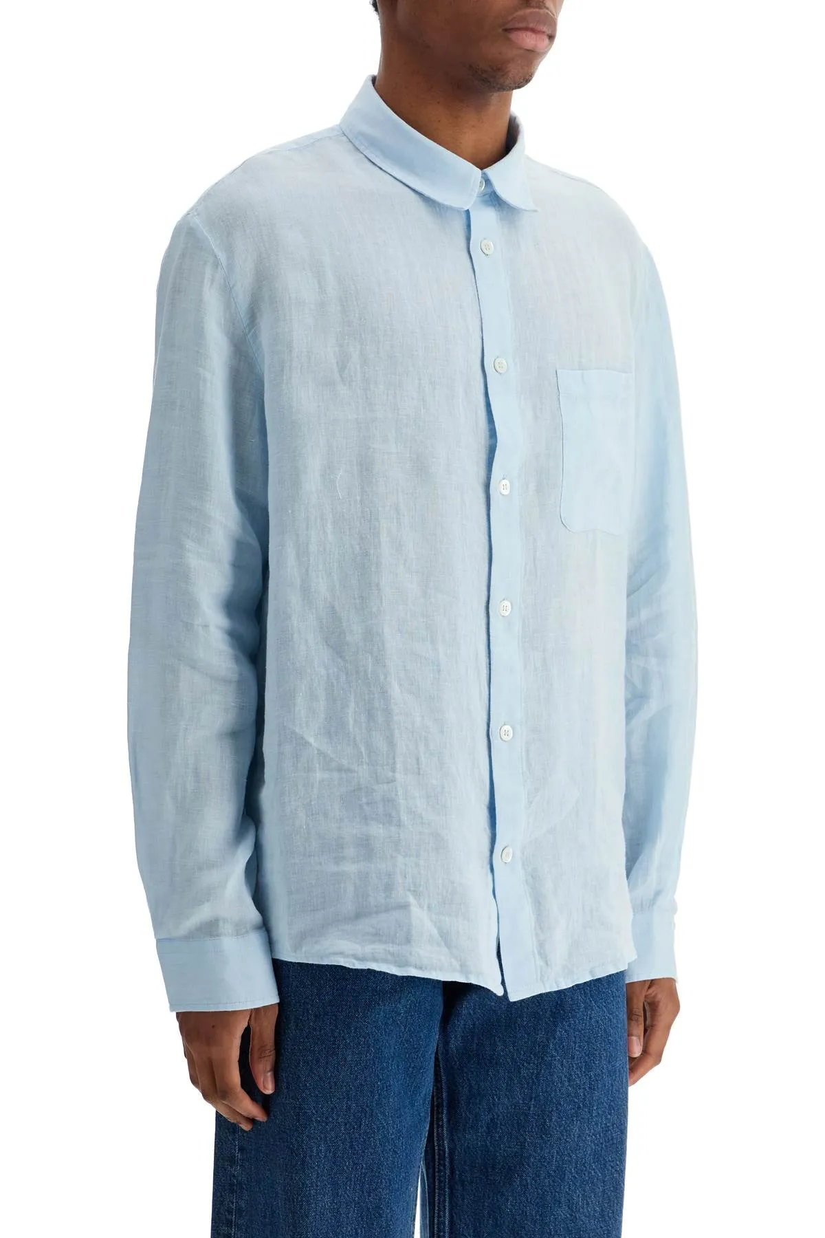 light blue linen shirt wide fit LIAEK H12545 IAB LIGHT BLUE