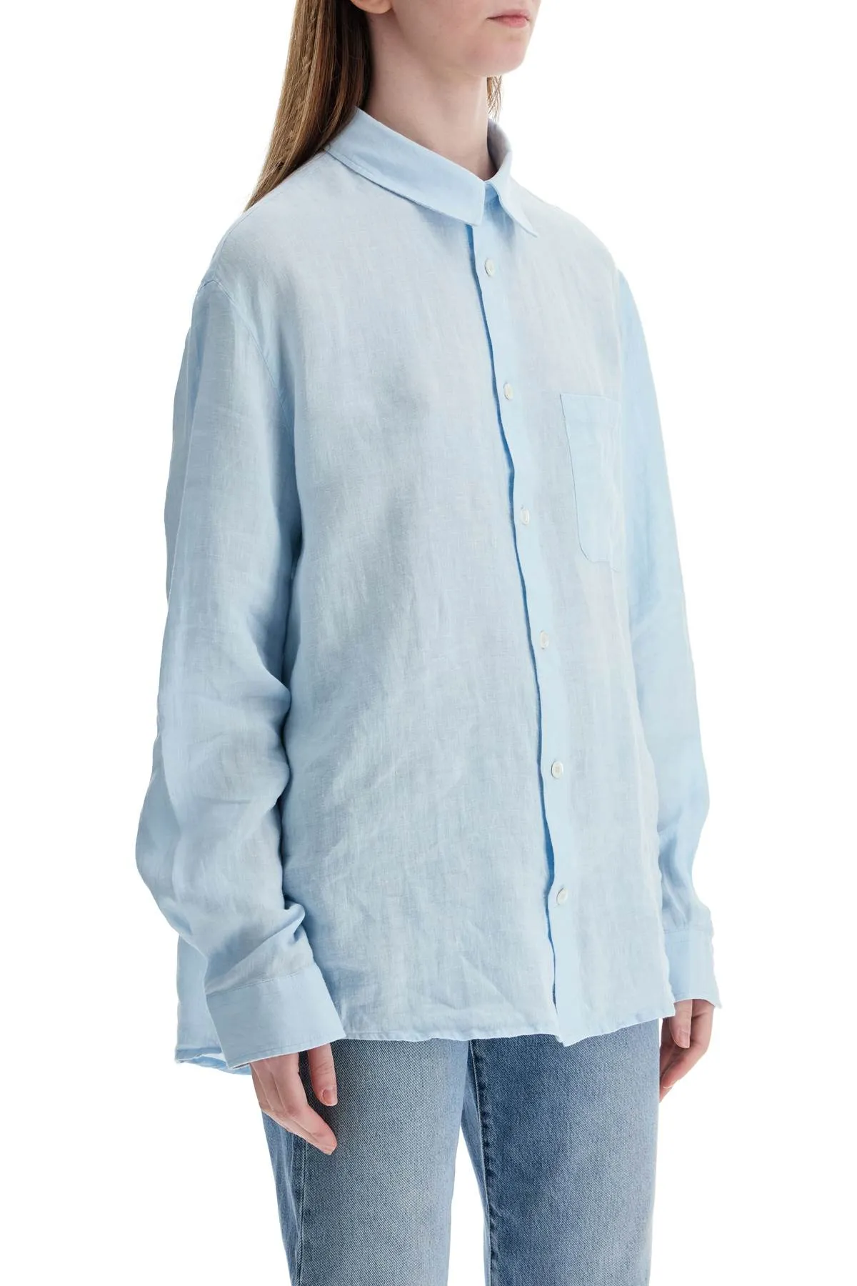 light blue linen shirt wide fit LIAEK H12545 IAB LIGHT BLUE