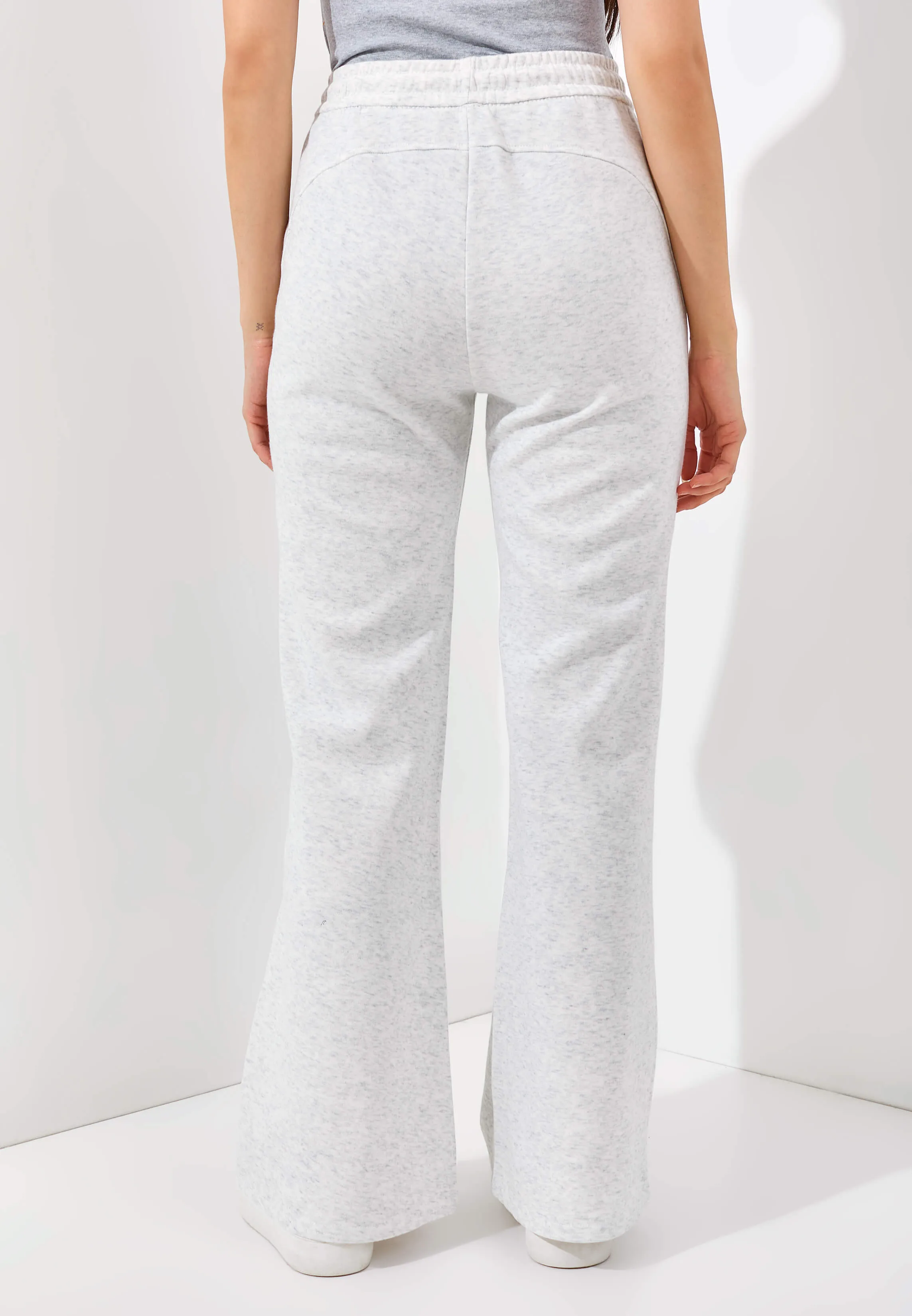Light Grey Cotton Fleece Flare Pants
