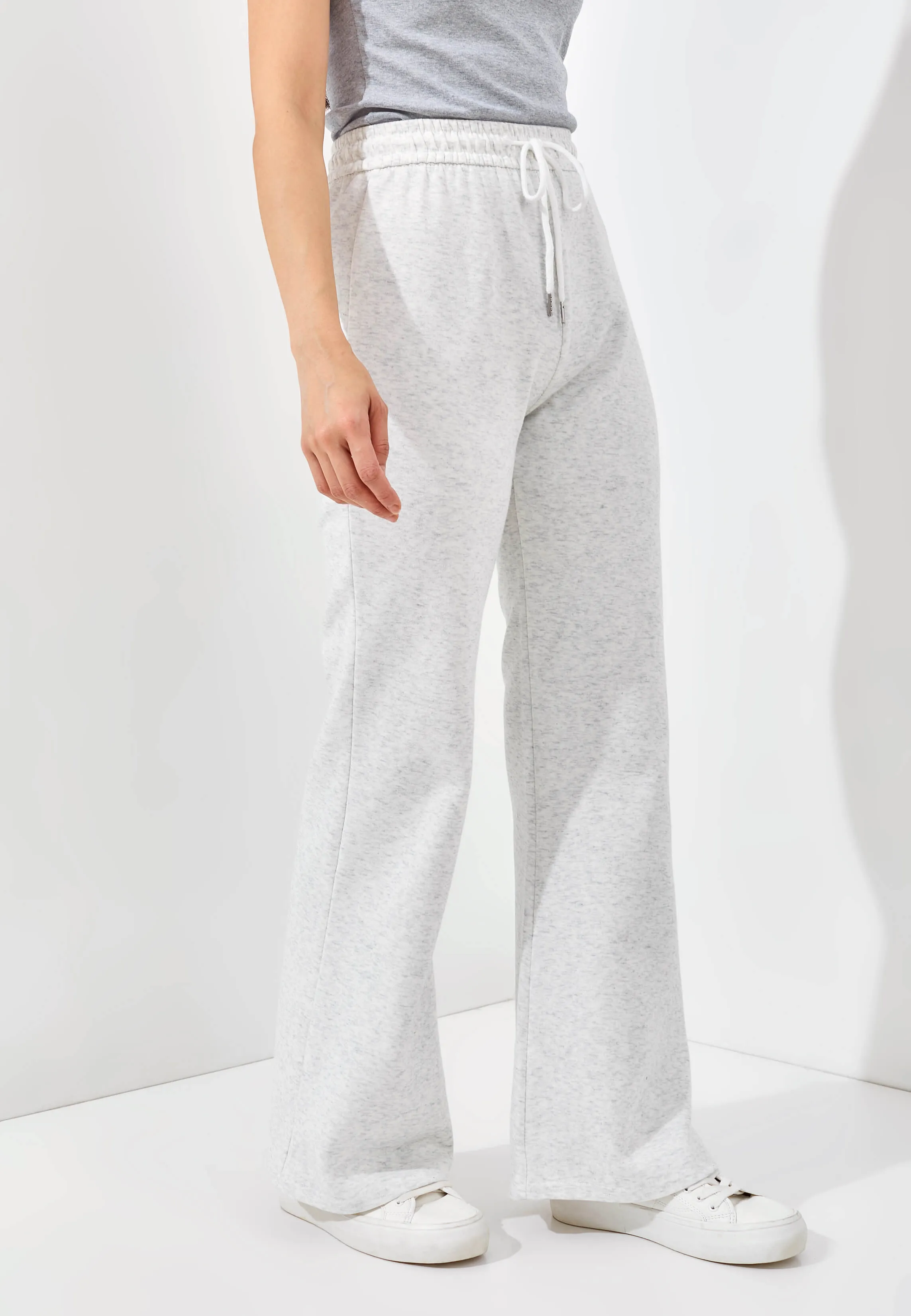 Light Grey Cotton Fleece Flare Pants