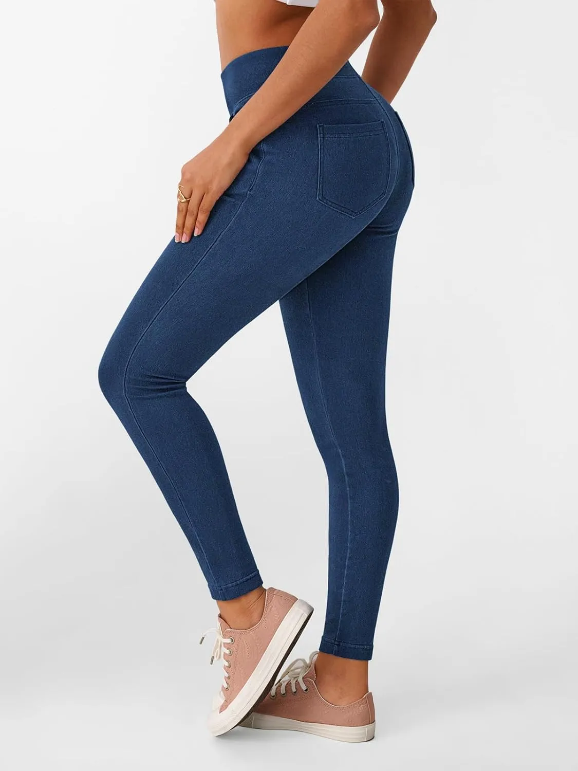 LILLUSORY Womens Jeggings High Waisted Stretch Jeans Skinny Tummy Control Denim Leggings with Pockets Trendy Pants 2025