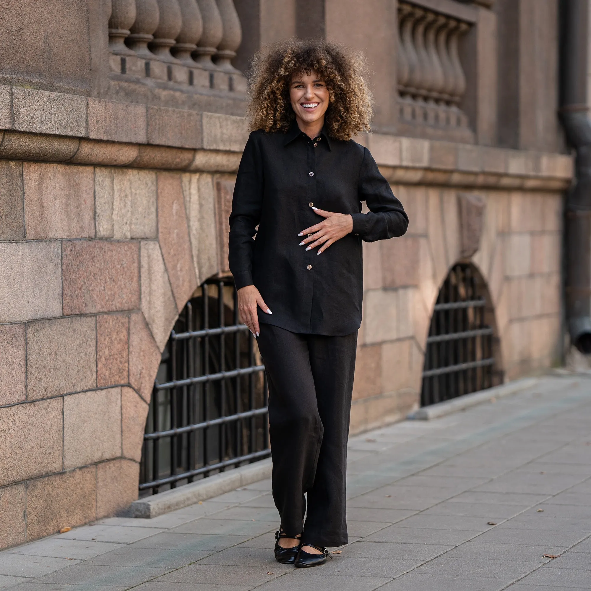 Linen Shirt & Wide Pants 2-Piece