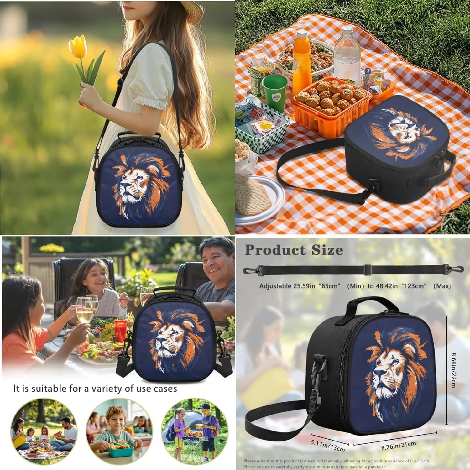 Lion Boys Backpack 3 Pcs Set with Lunch Box for 2Nd 3Rd Kids Bookbag with Water Bottle for Age 3-12 Children Cool School Bag 17 Inch Book Bags for Traveling
