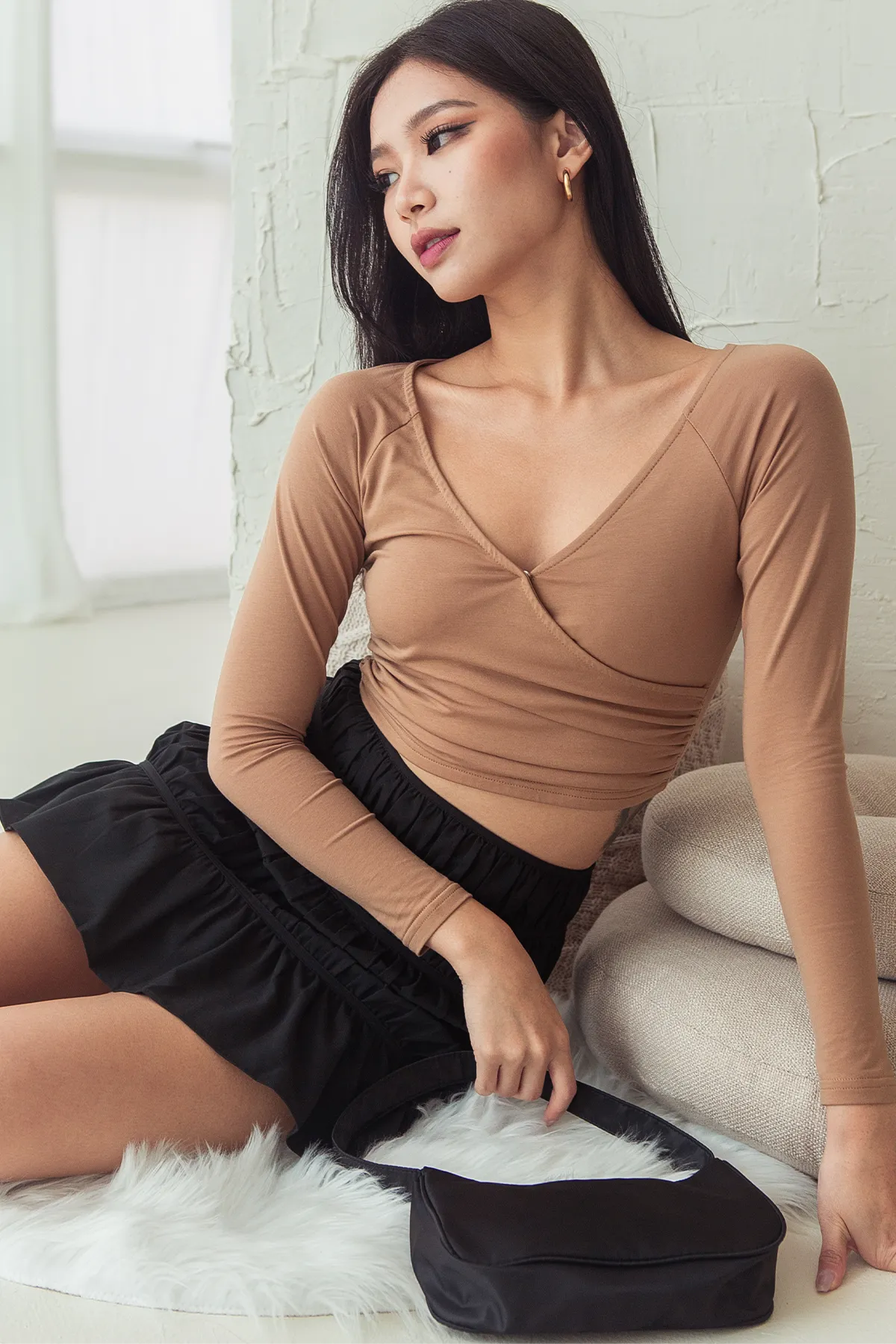Lova Side Ruched Top (Warm Tan)