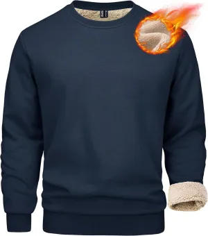 MAGCOMSEN Men's Sherpa Lined Sweatshirts Fleece Pullover Basic Tops Warm Crewneck Winter Sweatshirt
