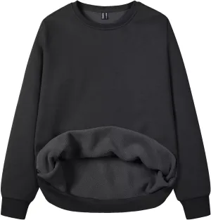 MAGCOMSEN Women's Fleece Lined Sweatshirt Crewneck Cotton Pullover Fall Casual Long Sleeve Warm Tops