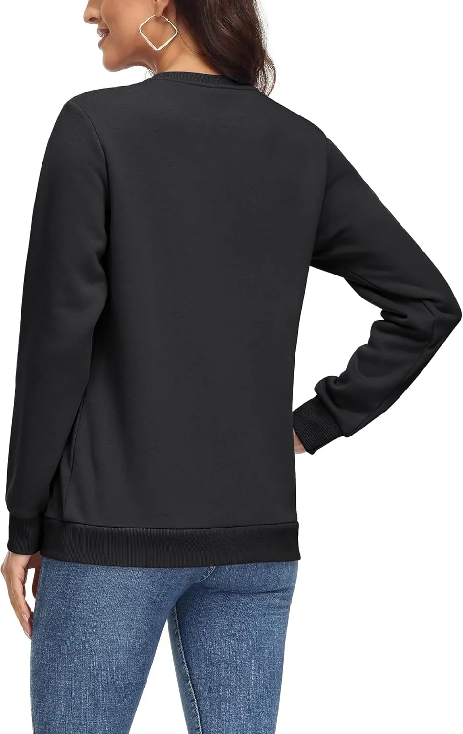 MAGCOMSEN Women's Fleece Lined Sweatshirt Crewneck Cotton Pullover Fall Casual Long Sleeve Warm Tops