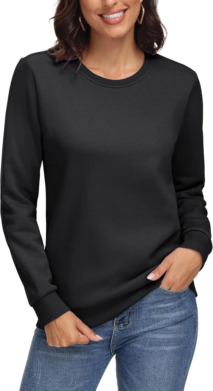 MAGCOMSEN Women's Fleece Lined Sweatshirt Crewneck Cotton Pullover Fall Casual Long Sleeve Warm Tops
