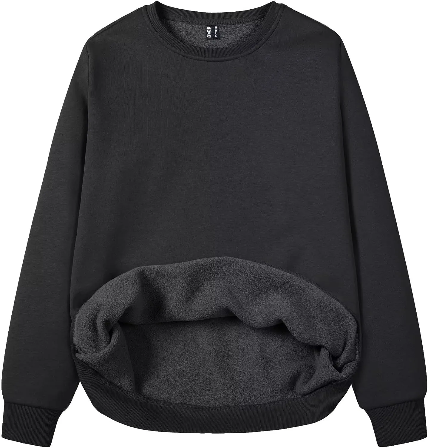 MAGCOMSEN Women's Fleece Lined Sweatshirt Crewneck Cotton Pullover Fall Casual Long Sleeve Warm Tops