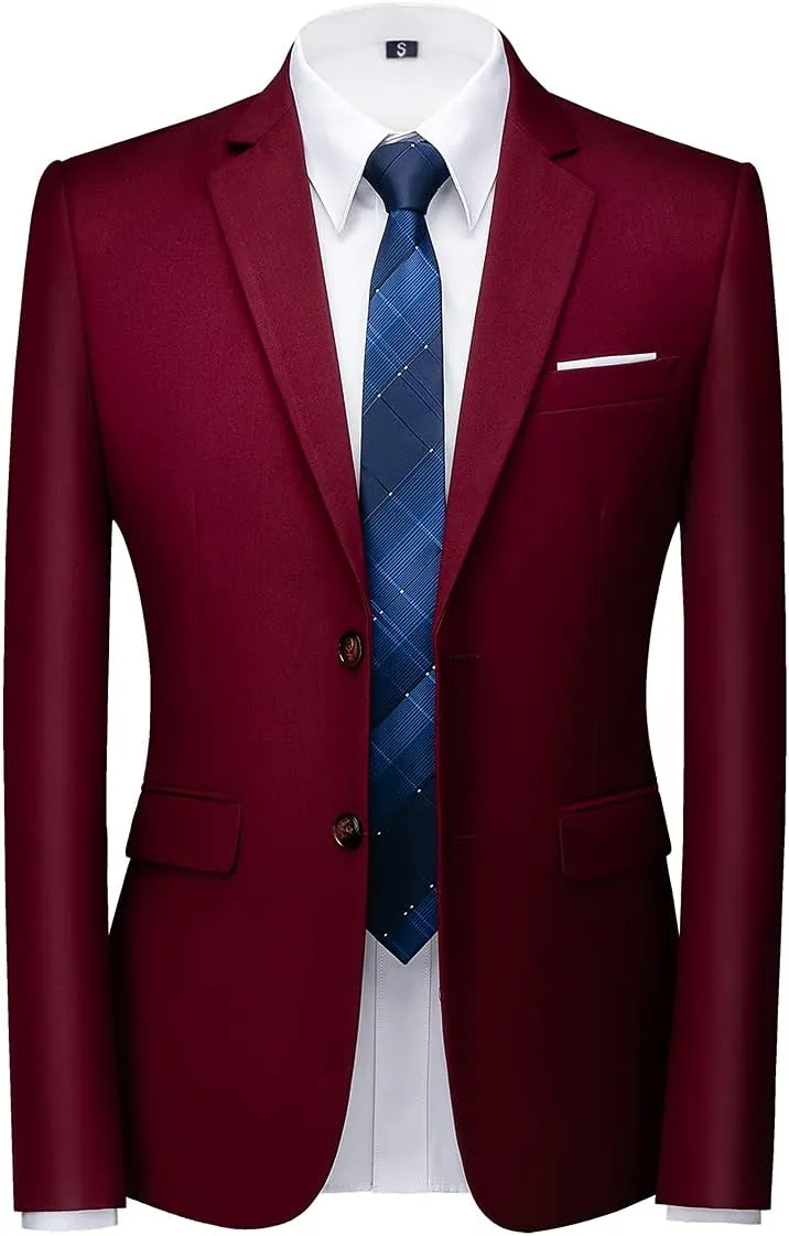 Mens 3 Piece Tuxedo Suits Slim Fit Casual Suit Blazer Two Button Wedding Prom Jackets Vest&Trousers