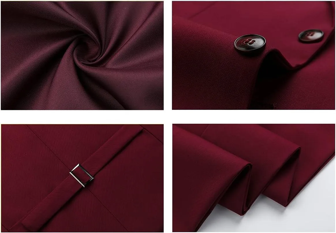 Mens 3 Piece Tuxedo Suits Slim Fit Casual Suit Blazer Two Button Wedding Prom Jackets Vest&Trousers