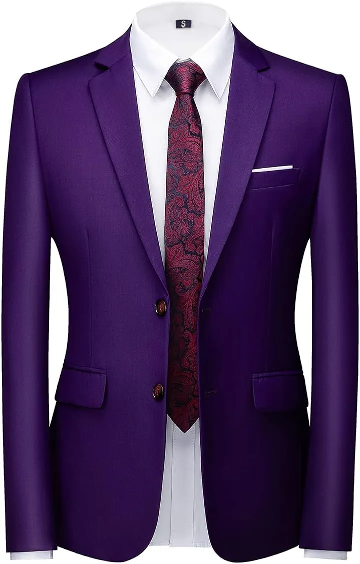 Mens 3 Piece Tuxedo Suits Slim Fit Casual Suit Blazer Two Button Wedding Prom Jackets Vest&Trousers
