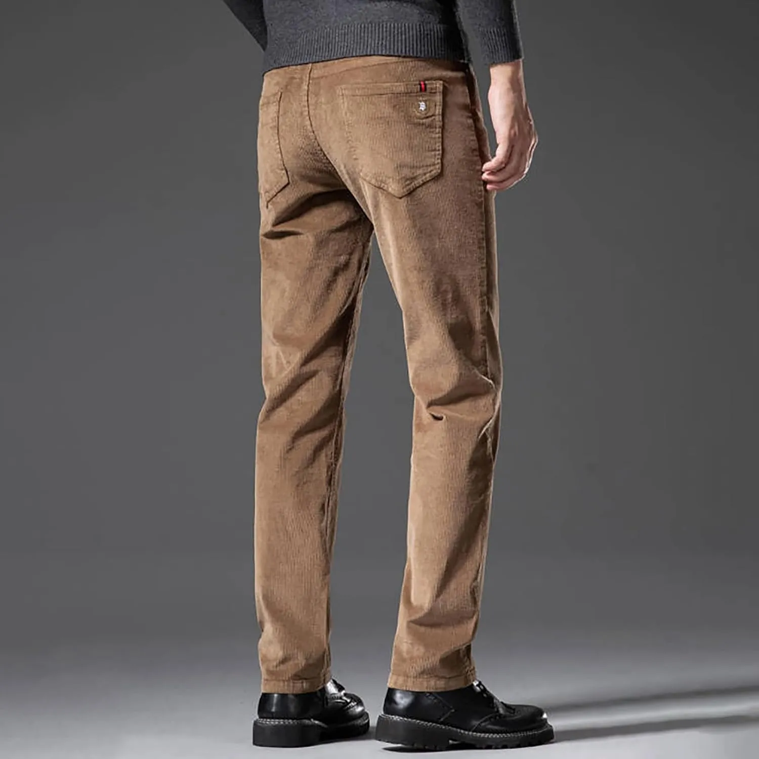Men's Casual Corduroy Pants Stretch Waist Straight Leg Baggy Sweatpants Slim Fit Versatile Lightweight Plus Size Trousers