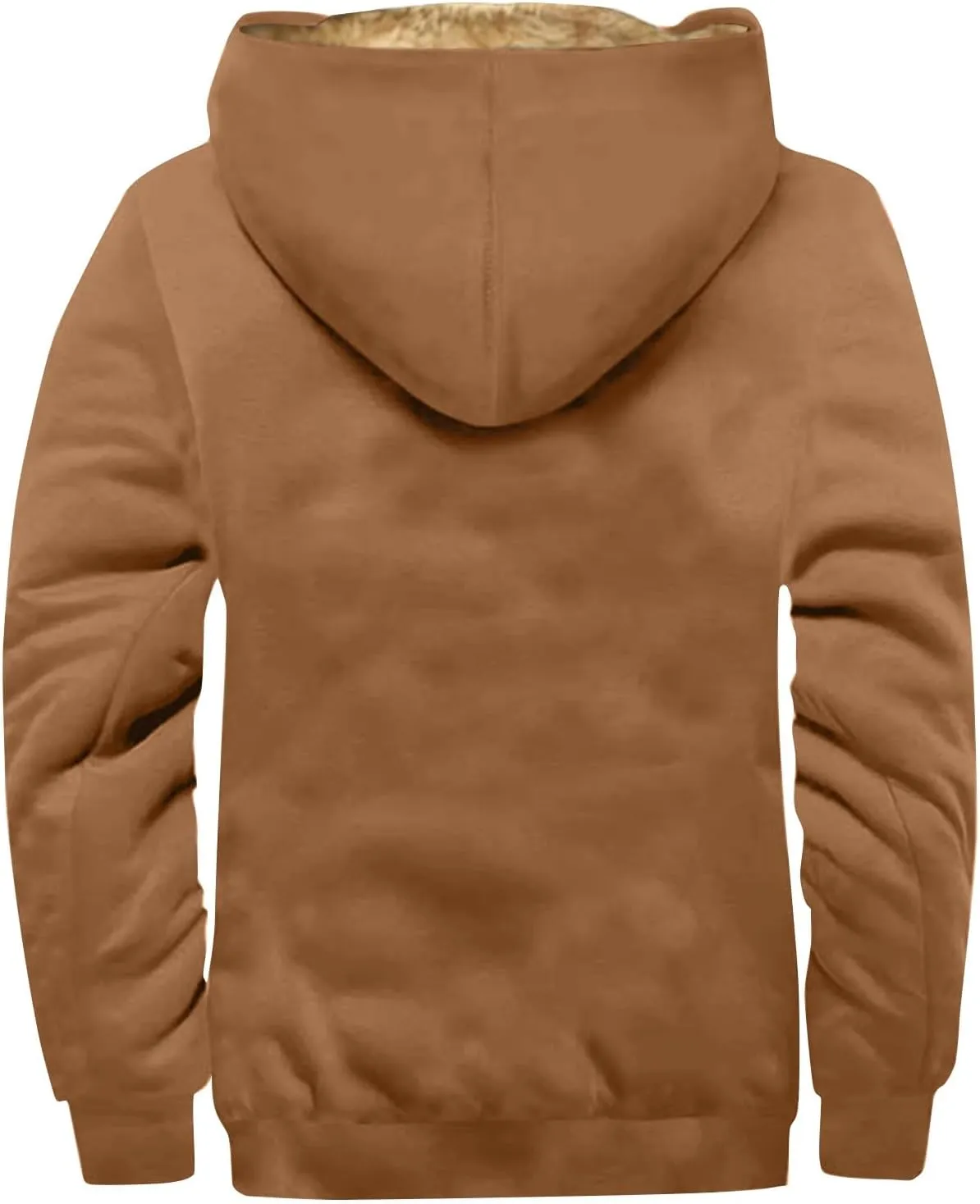 Mens Fleece Hoodie Sherpa Lined Hoodies Jacket Winter Full Zip Warm Heavyweight Thick Fuzzy Hooded Sweatshirt