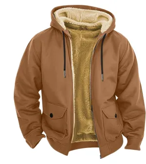 Mens Fleece Hoodie Sherpa Lined Hoodies Jacket Winter Full Zip Warm Heavyweight Thick Fuzzy Hooded Sweatshirt
