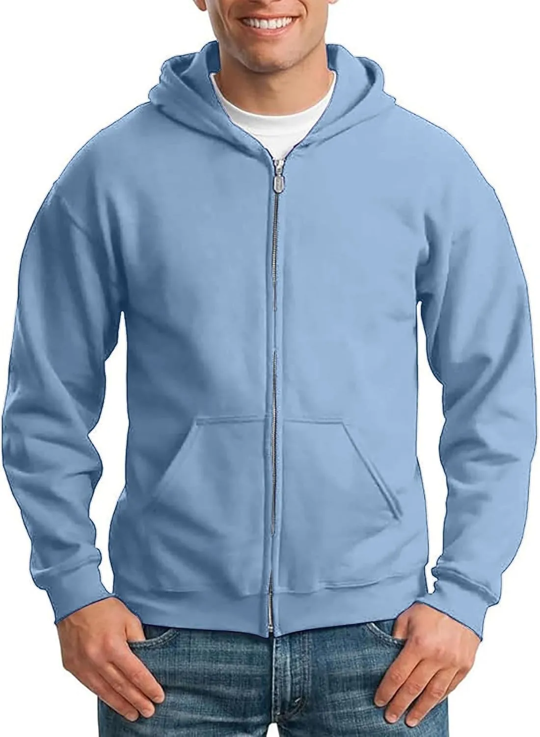 Mens Hoodie Pullover Zip Up Drop Shoulder Oversized Jacket Teens Preppy Loose Casual Fleece Drawstring Pullover Tops