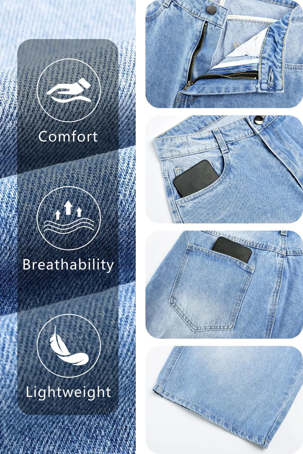 Men's Loose Denim Short - Light Blue