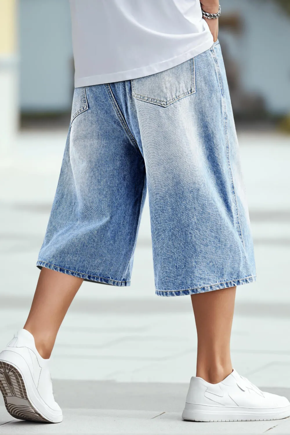 Men's Loose Denim Short - Light Blue