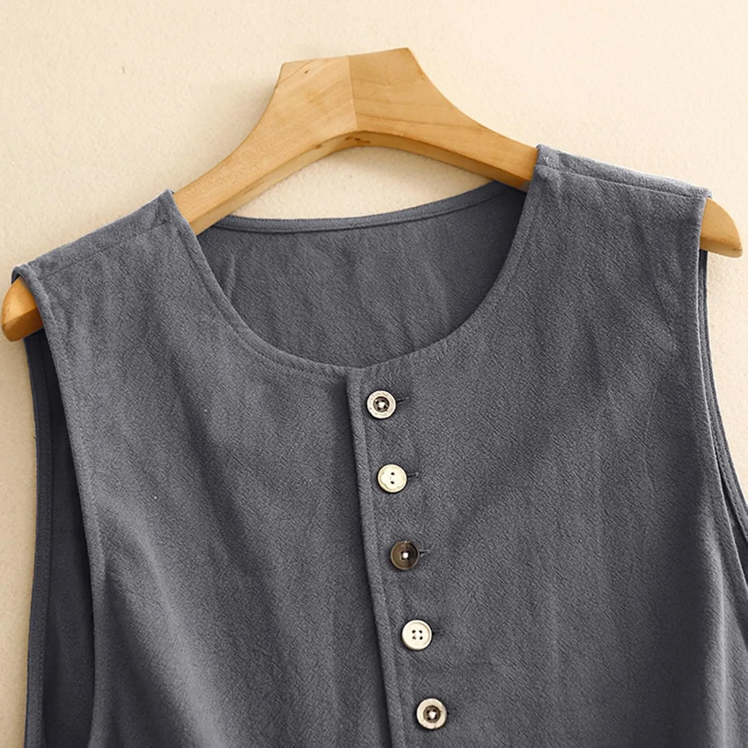 MINTLIMIT Women's Linen Vest Summer Sleeveless Scoop Neck Waistcoat Lightweight Work Casual Cotton Blazer Vest