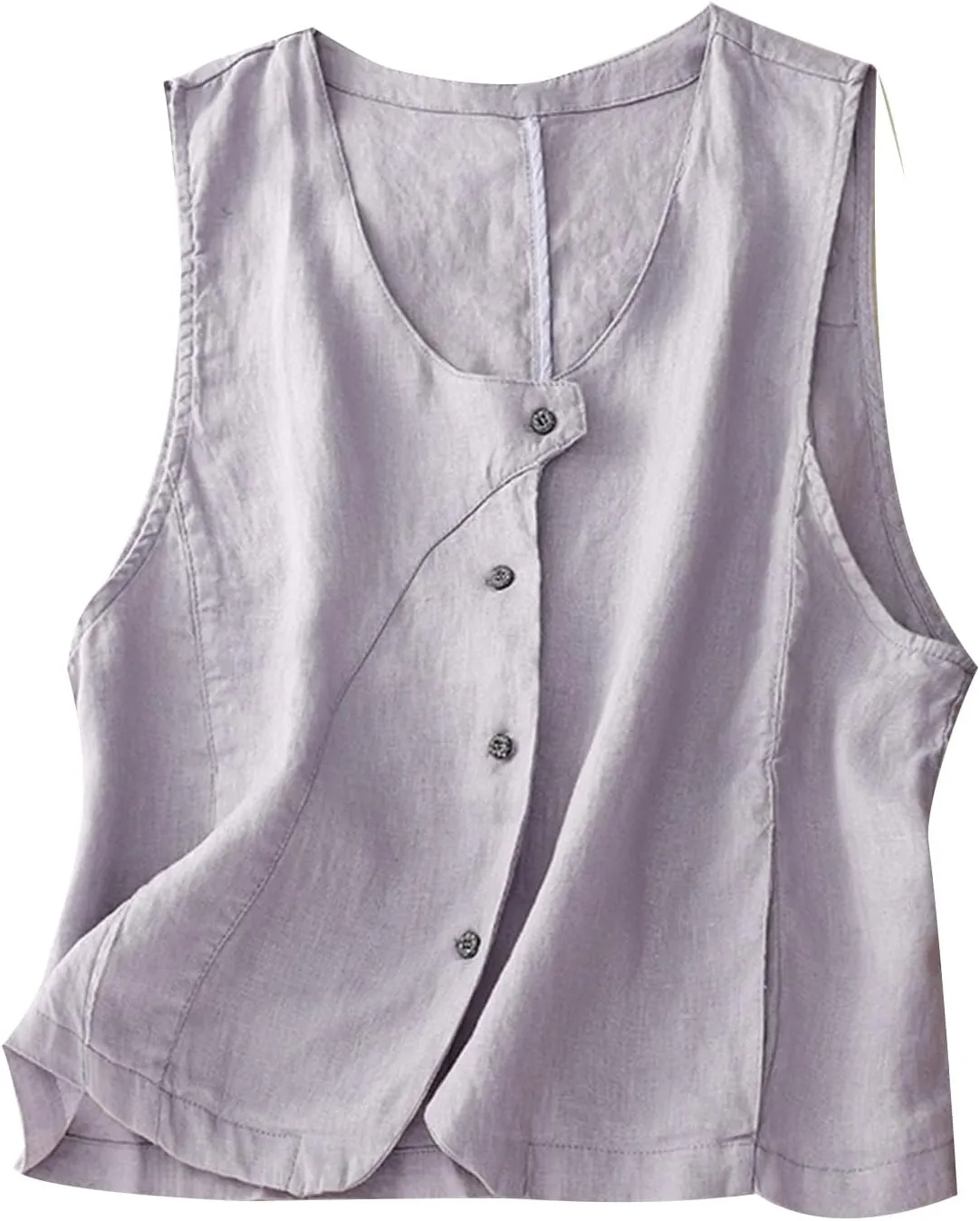 MINTLIMIT Women's Linen Vest Summer Sleeveless Scoop Neck Waistcoat Lightweight Work Casual Cotton Blazer Vest
