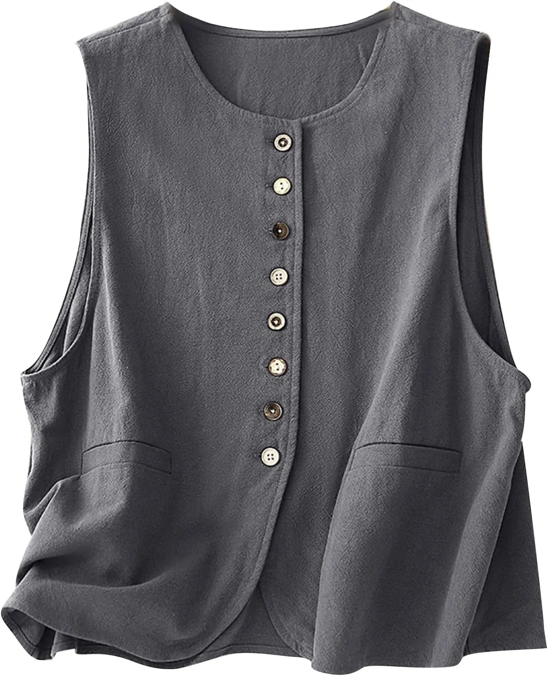 MINTLIMIT Women's Linen Vest Summer Sleeveless Scoop Neck Waistcoat Lightweight Work Casual Cotton Blazer Vest
