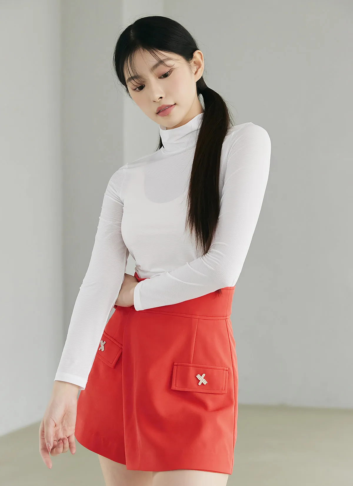 Mock Neck Shirring Base Layer