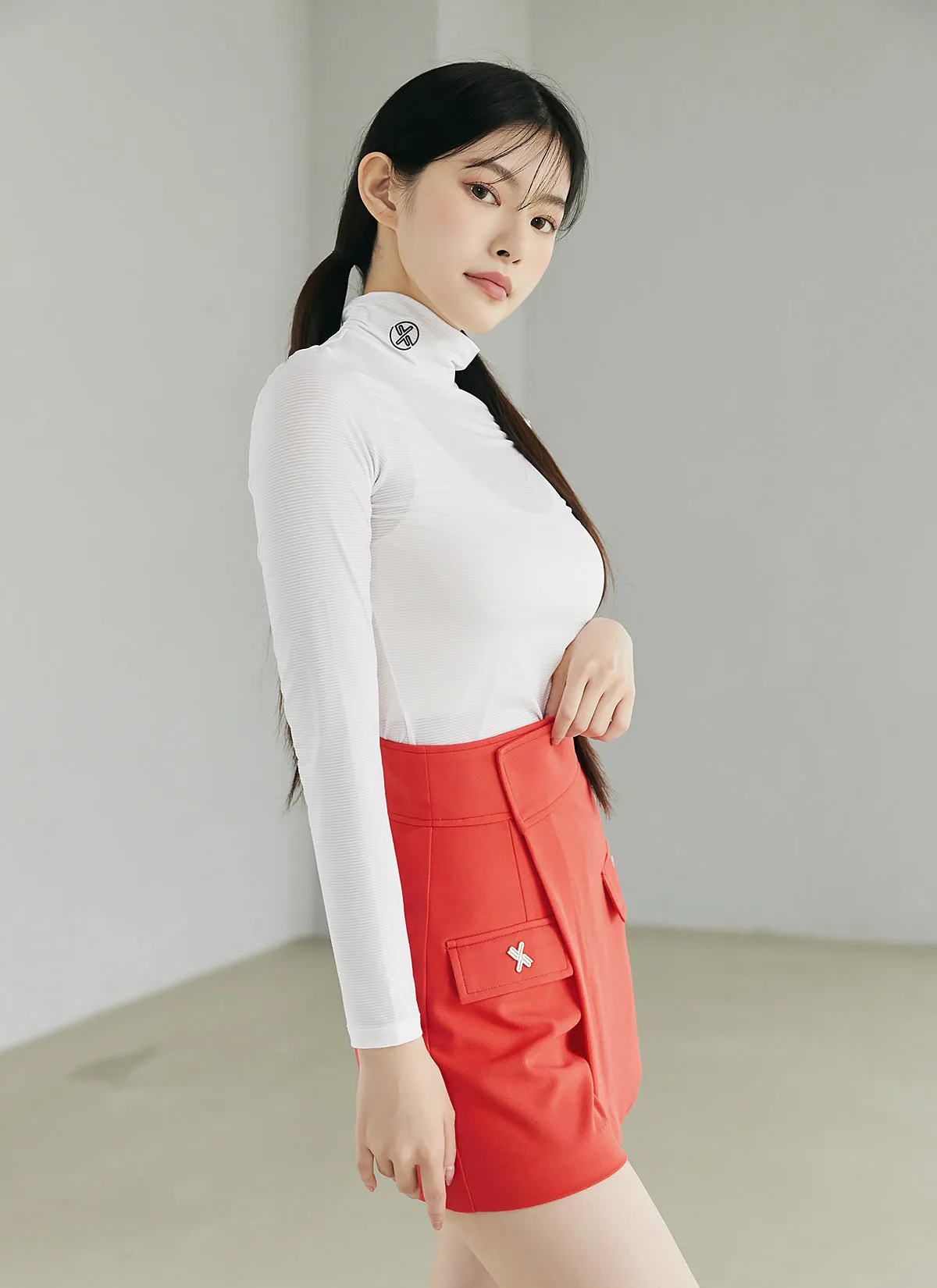Mock Neck Shirring Base Layer