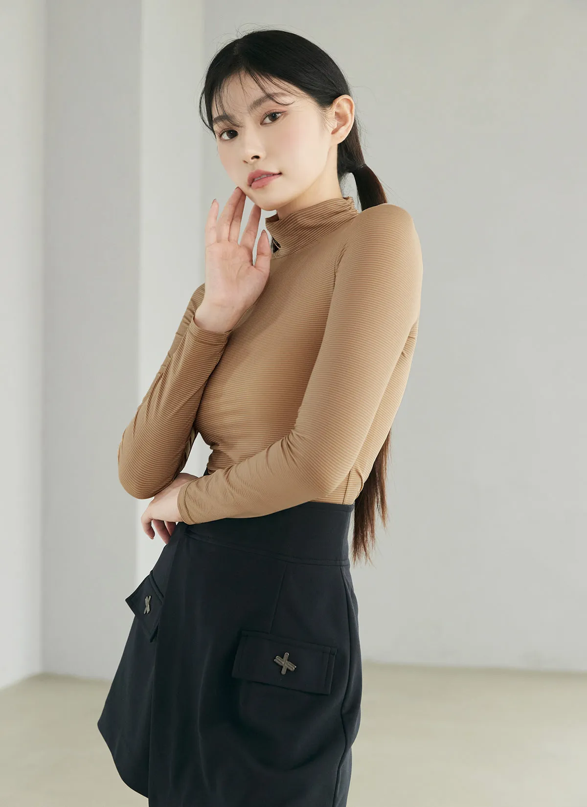 Mock Neck Shirring Base Layer