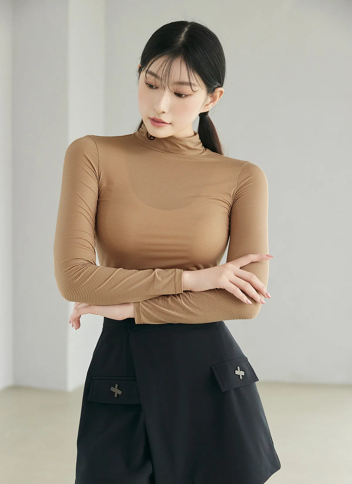 Mock Neck Shirring Base Layer