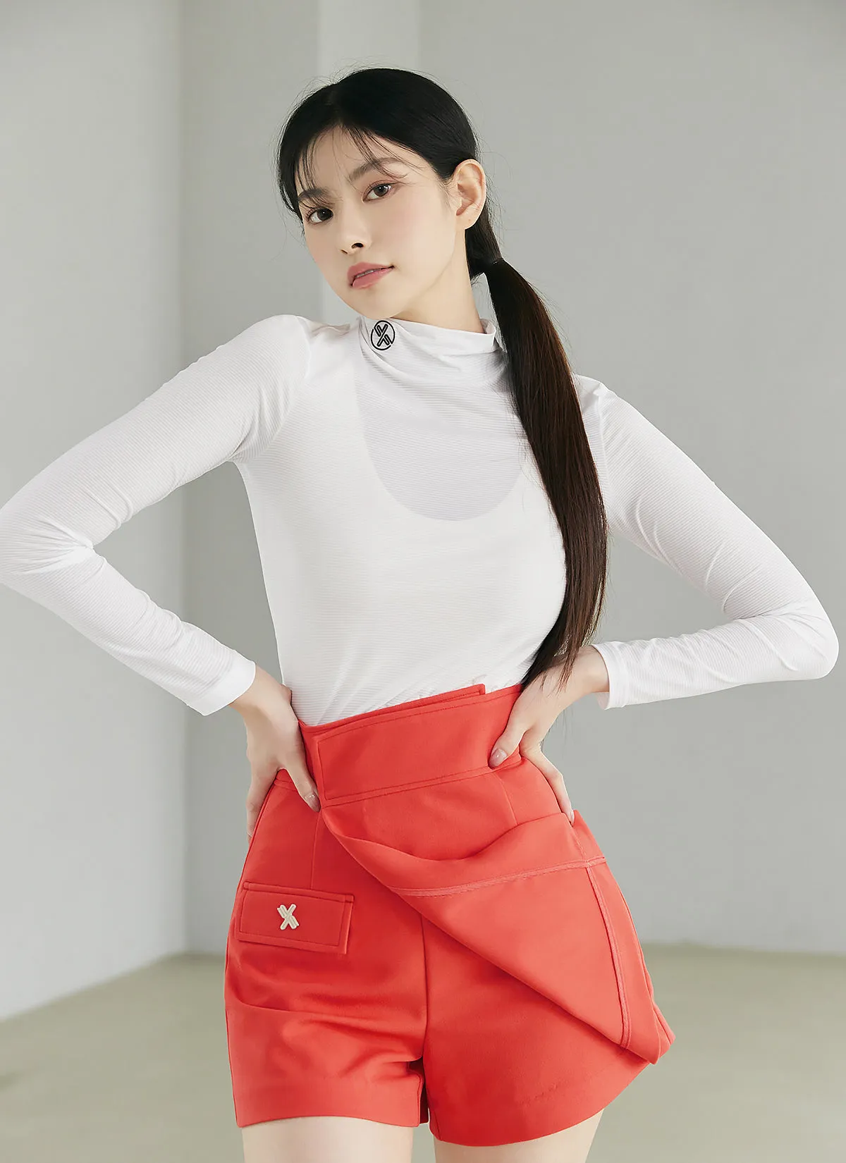 Mock Neck Shirring Base Layer