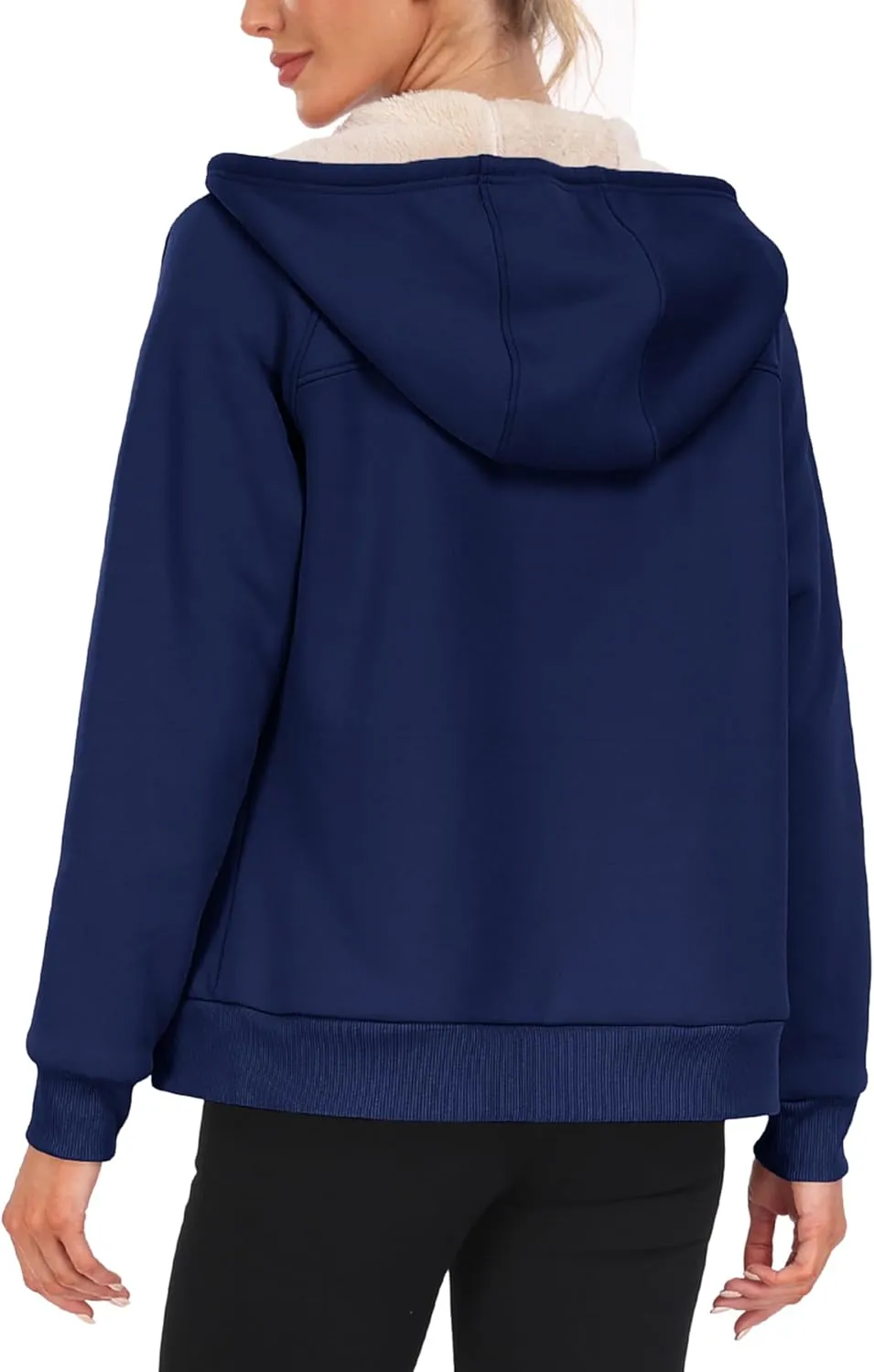 MoFiz Women's Fleece Zip Up Hoodie Warm and Cozy Sherpa Lined Sweatshirt Winter Hoodie Jackets for Women with Pockets