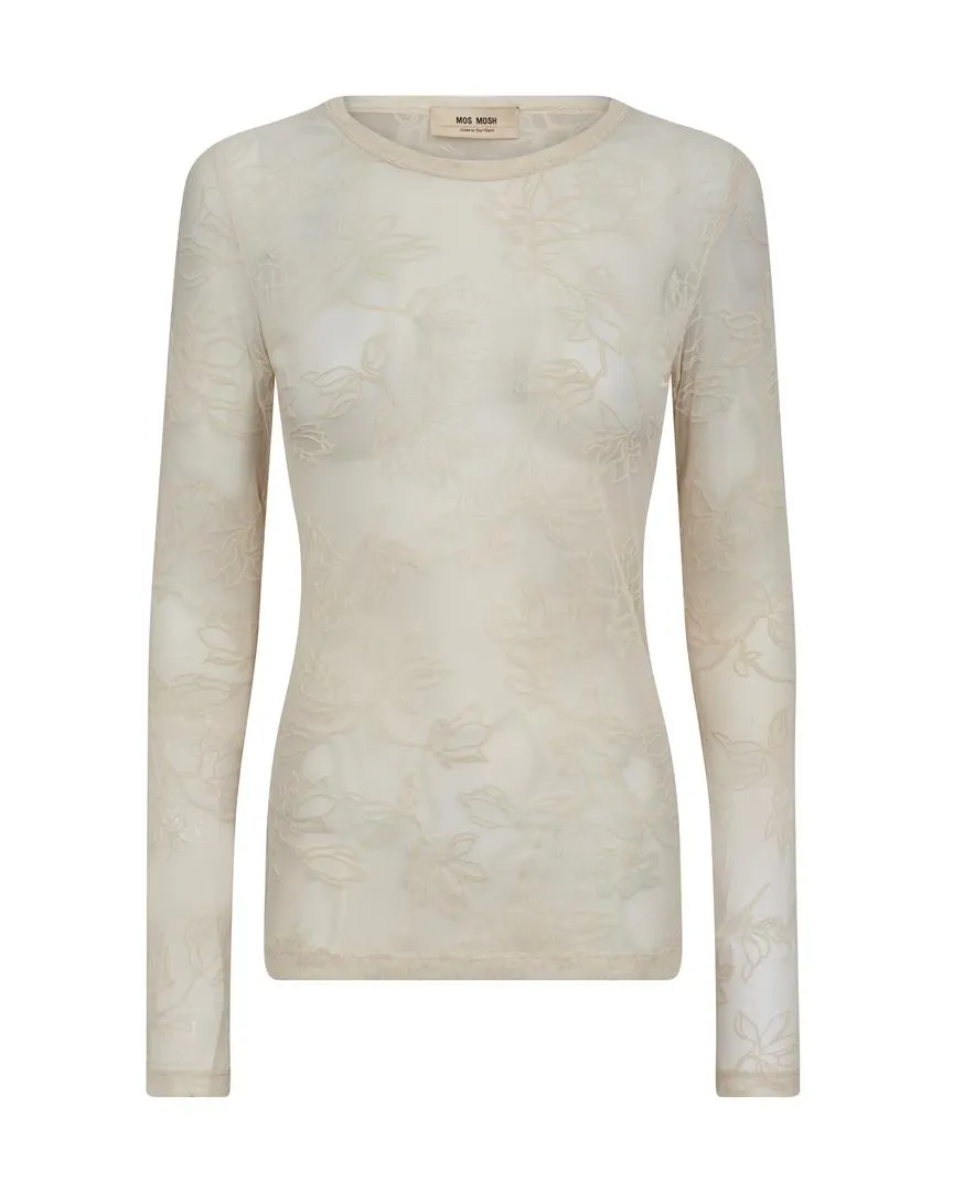 MOS MOSH CREAM MMLORETTA VELVET LEAFY BLOUSE 170330 125