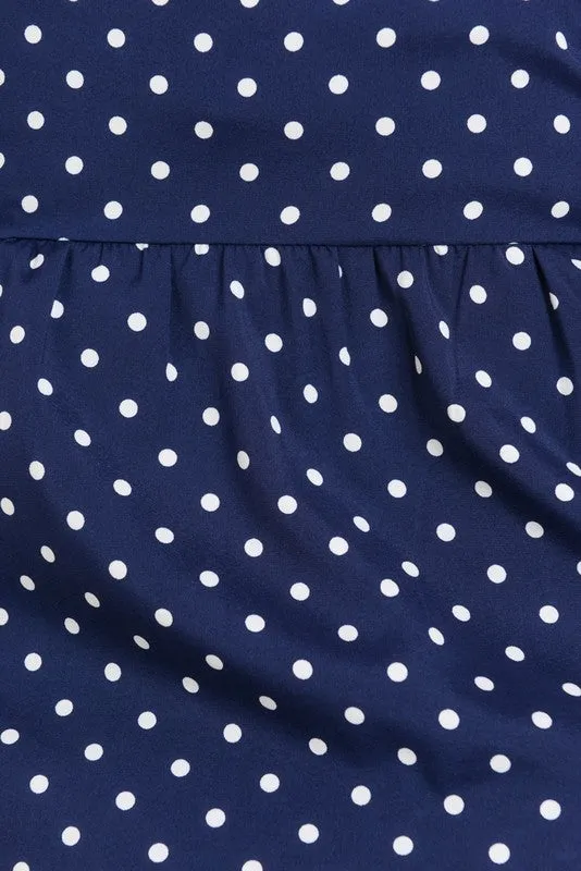 Navy & White Polka Dot Tie-Front Cami Top - Size 2X