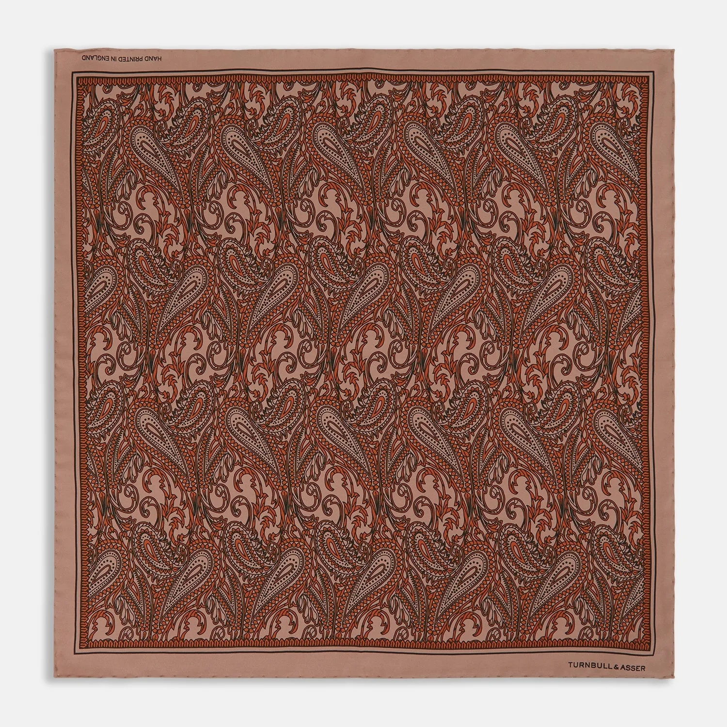 Orange House Paisley Print Silk Pocket Square