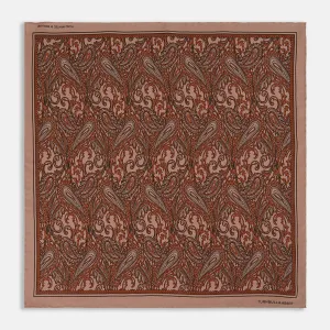 Orange House Paisley Print Silk Pocket Square