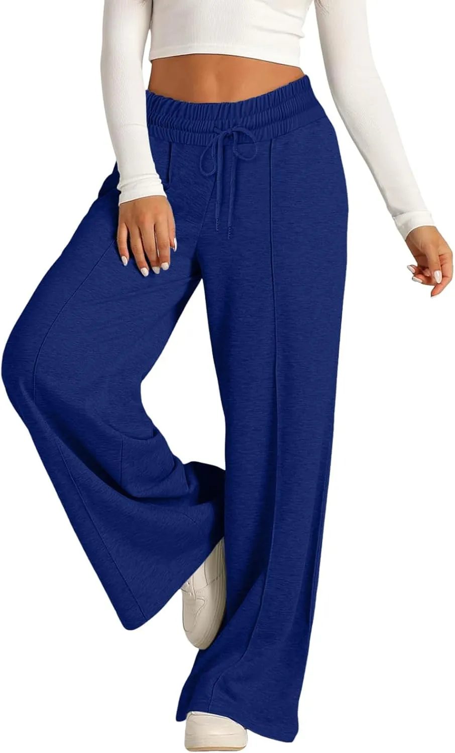 Oversized Wide Leg Sweatpants Women Elastic Drawstring Straight Leg Sweatpants Low Waisted Baggy Lounge Pants Pocket
