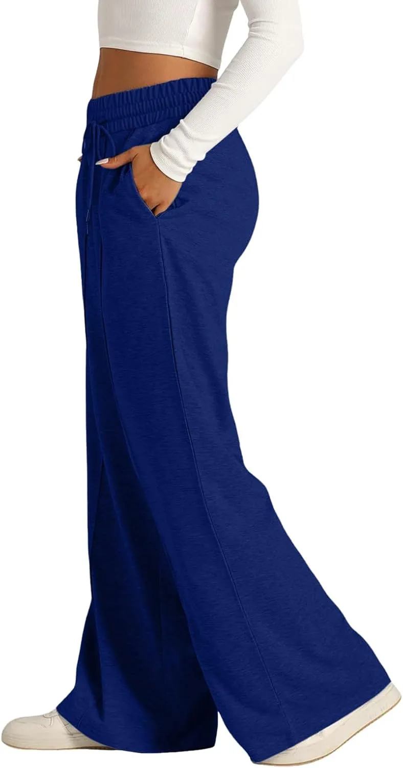 Oversized Wide Leg Sweatpants Women Elastic Drawstring Straight Leg Sweatpants Low Waisted Baggy Lounge Pants Pocket