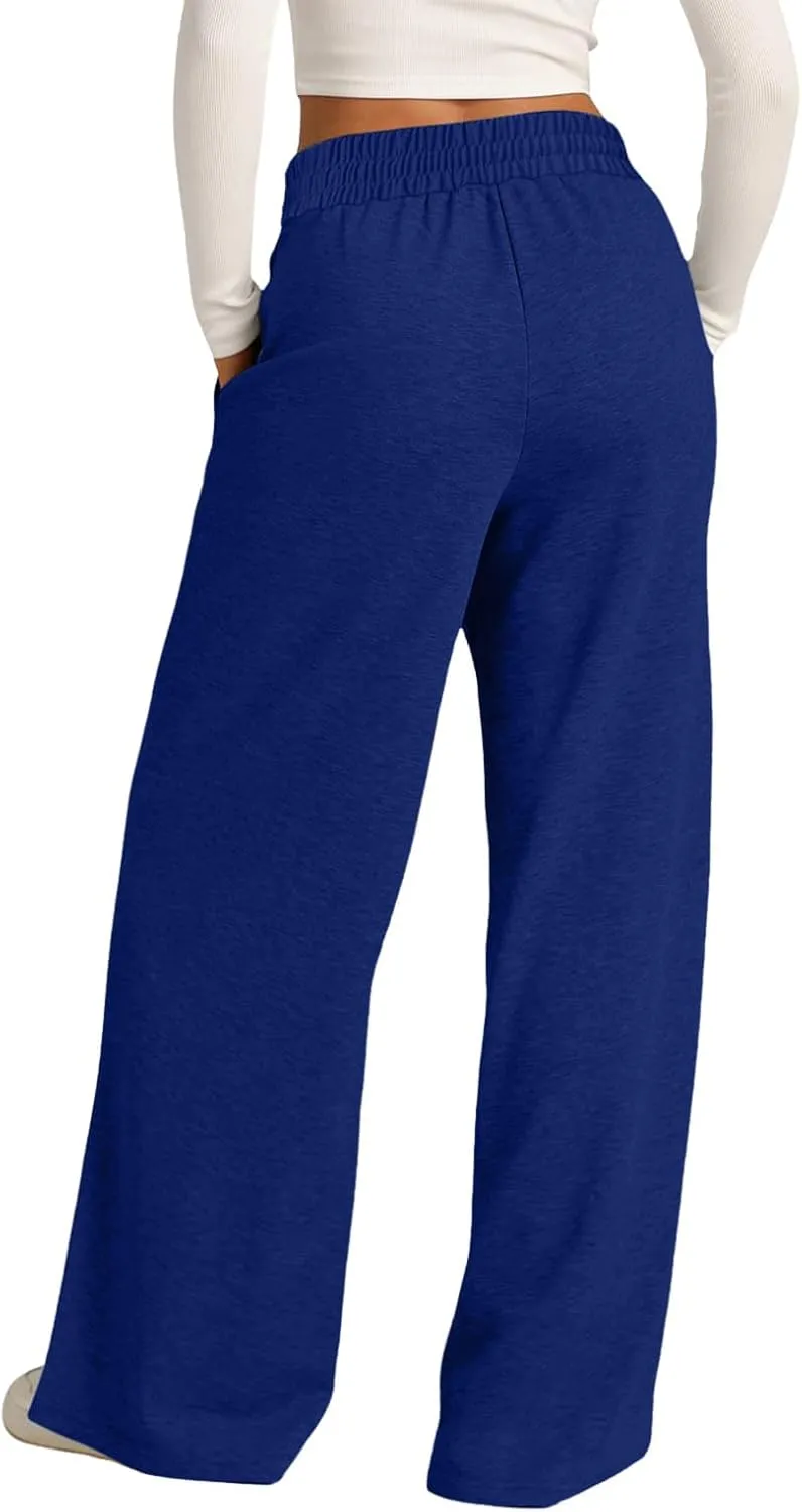 Oversized Wide Leg Sweatpants Women Elastic Drawstring Straight Leg Sweatpants Low Waisted Baggy Lounge Pants Pocket