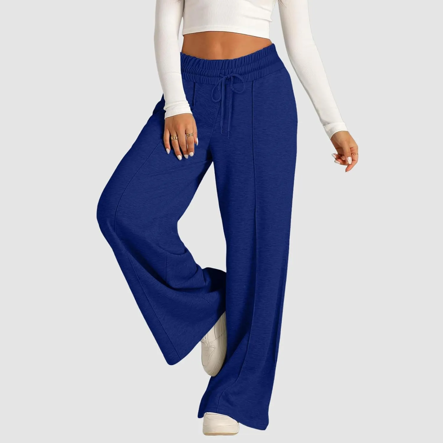 Oversized Wide Leg Sweatpants Women Elastic Drawstring Straight Leg Sweatpants Low Waisted Baggy Lounge Pants Pocket