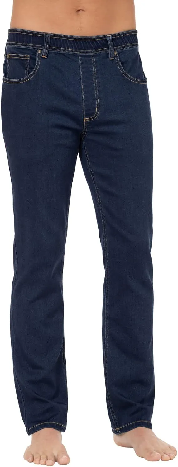 PajamaJeans Mens Pull On Jeans - Elastic Waist Pants Men - Pajama Jeans Denim Slim Straight Sweatpant Jeans Men Pull Up Jeans