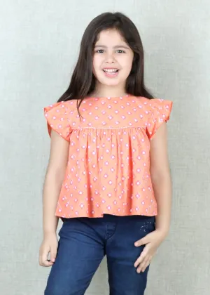 Peach Cotton Vrishti Top Girls (6 Months -12 Yrs)