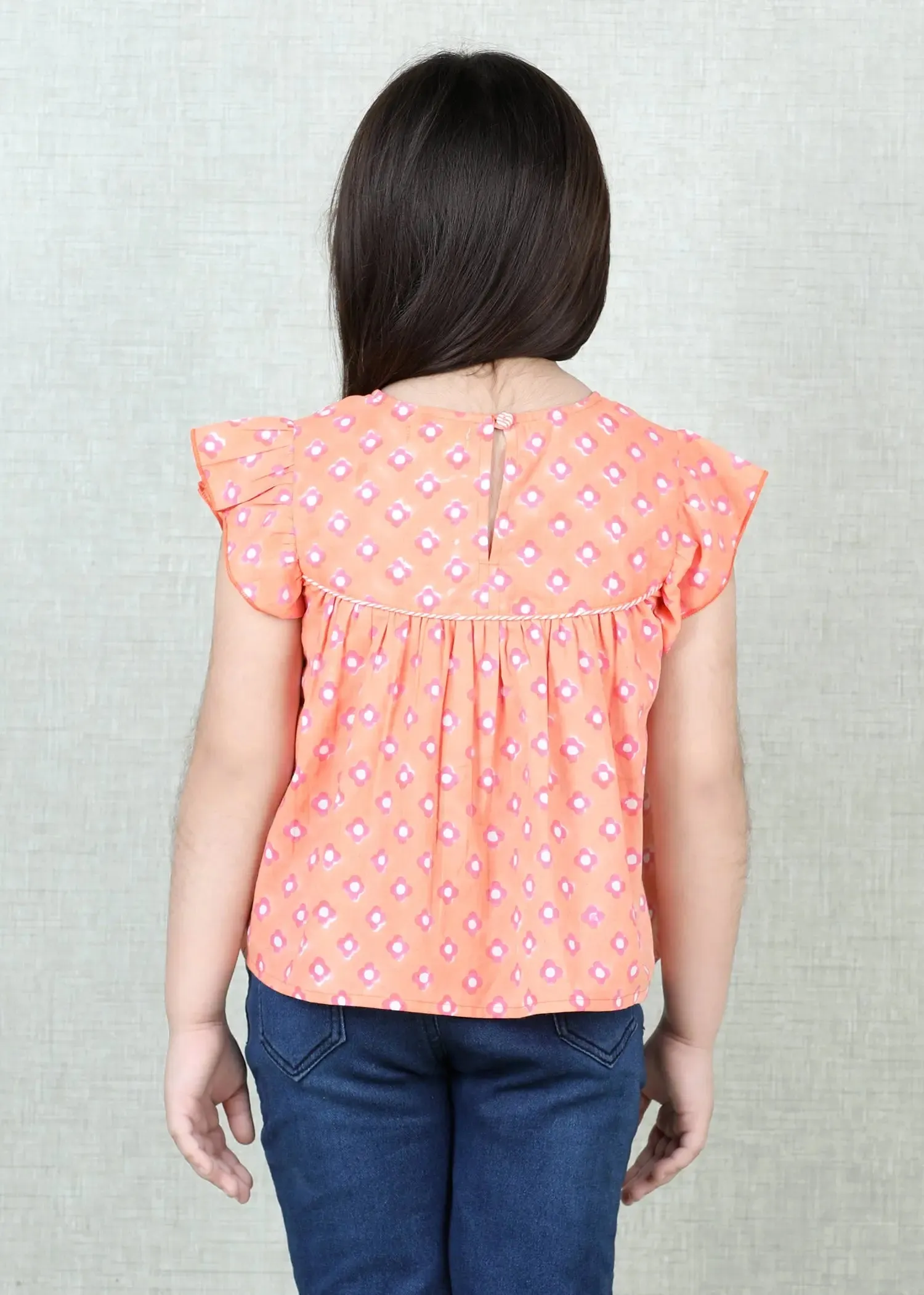 Peach Cotton Vrishti Top Girls (6 Months -12 Yrs)