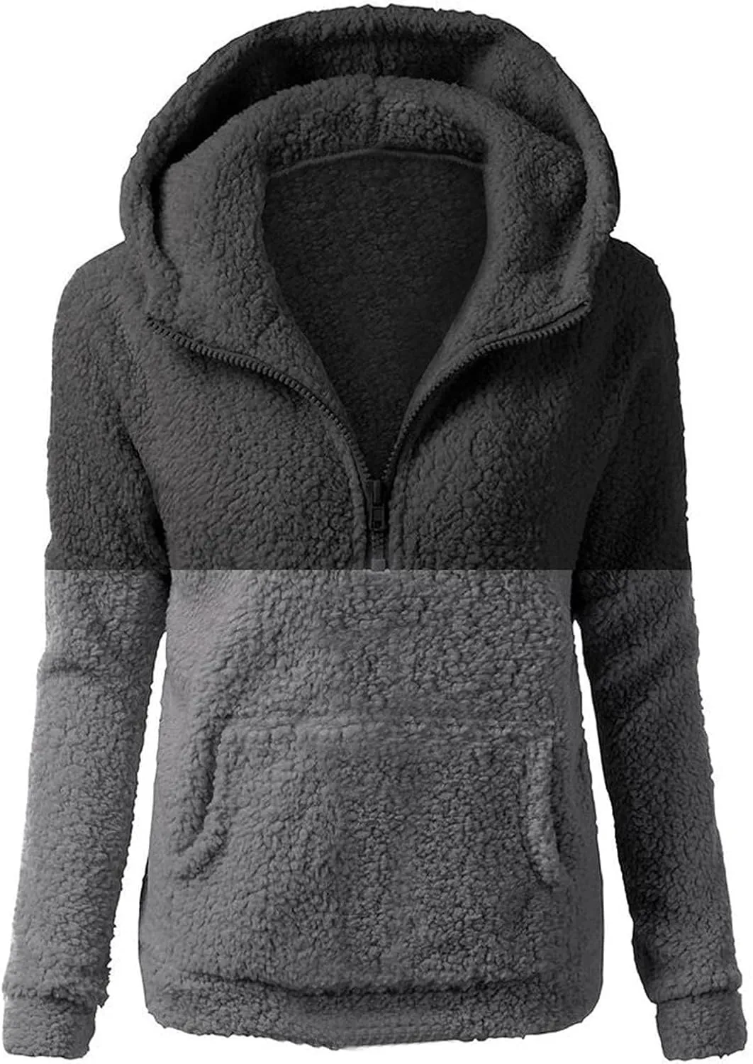 Plush Hoodie Long Sleeve Coats for Women Sweaters Solid Color Fleece Outerwear Pockets Hooded Pullover Cardigans