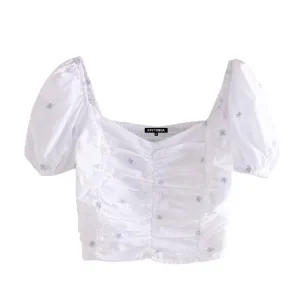 PUFF SLEEVE FLORAL CROP TOP