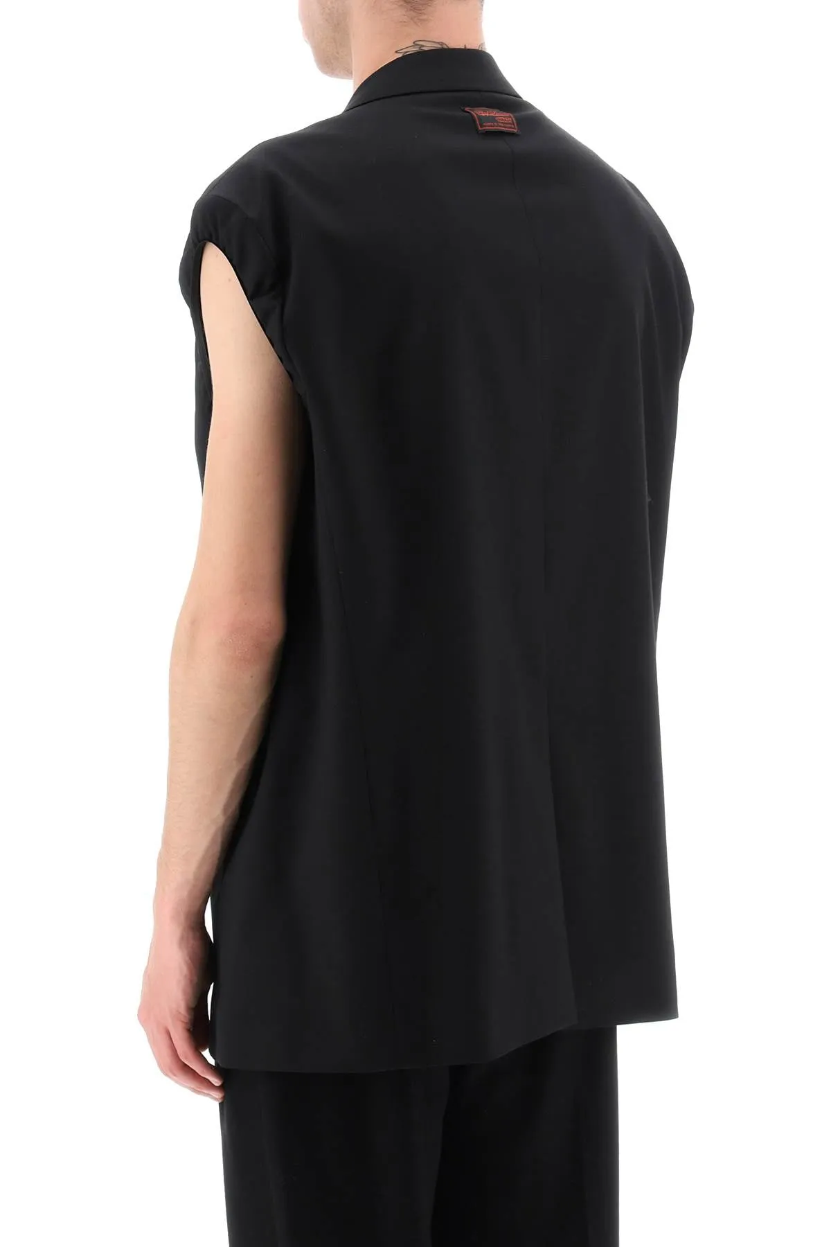Raf simons sleeveless blazer in stretch wool