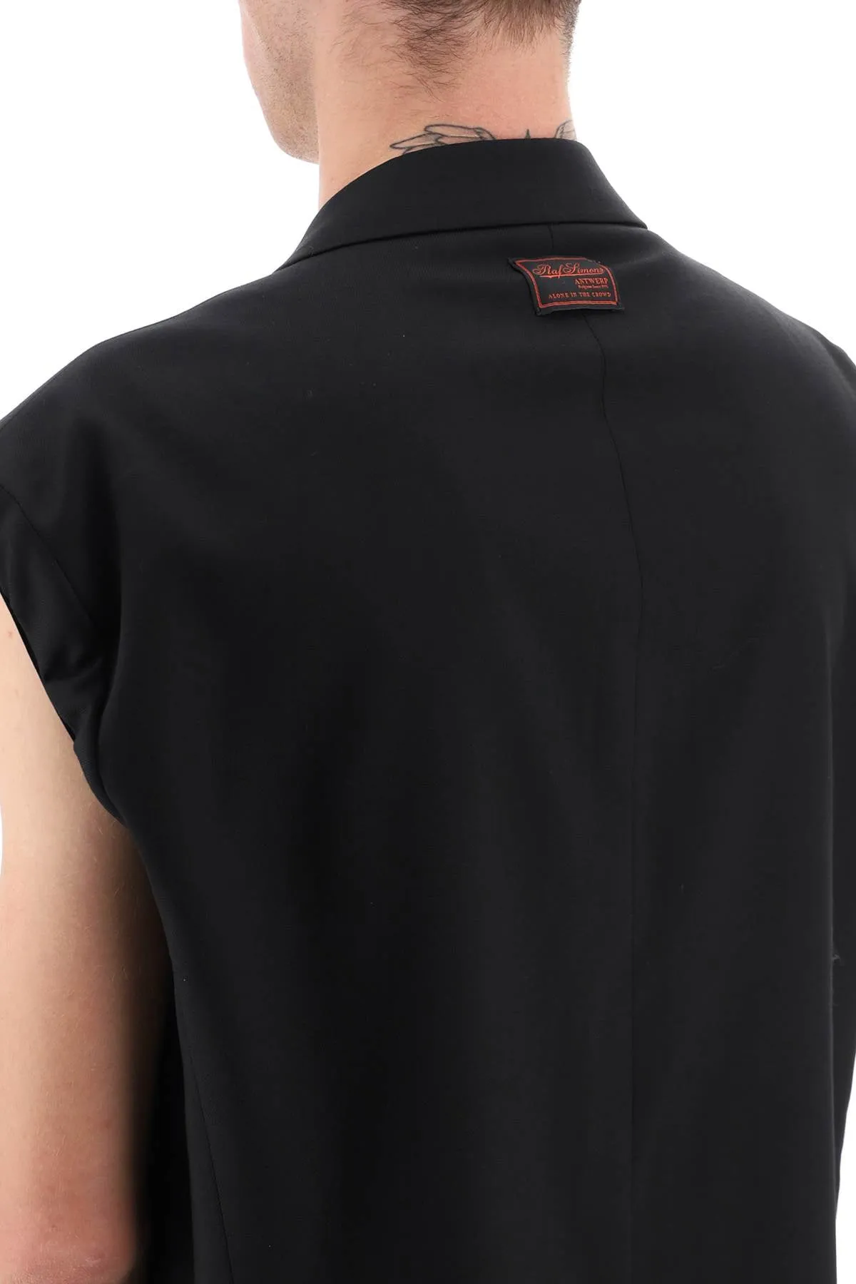 Raf simons sleeveless blazer in stretch wool