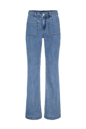 Red Button SRB4424A Colette Wide Jeans Front Patch Pockets Midstone