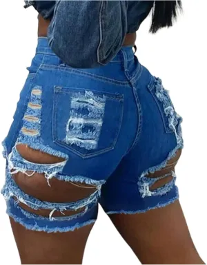 Ripped Jean Shorts Womens High Waisted Boxer Stretchy Denim Shorts Lounge Hot Trendy Jeans Jorts with Pockets