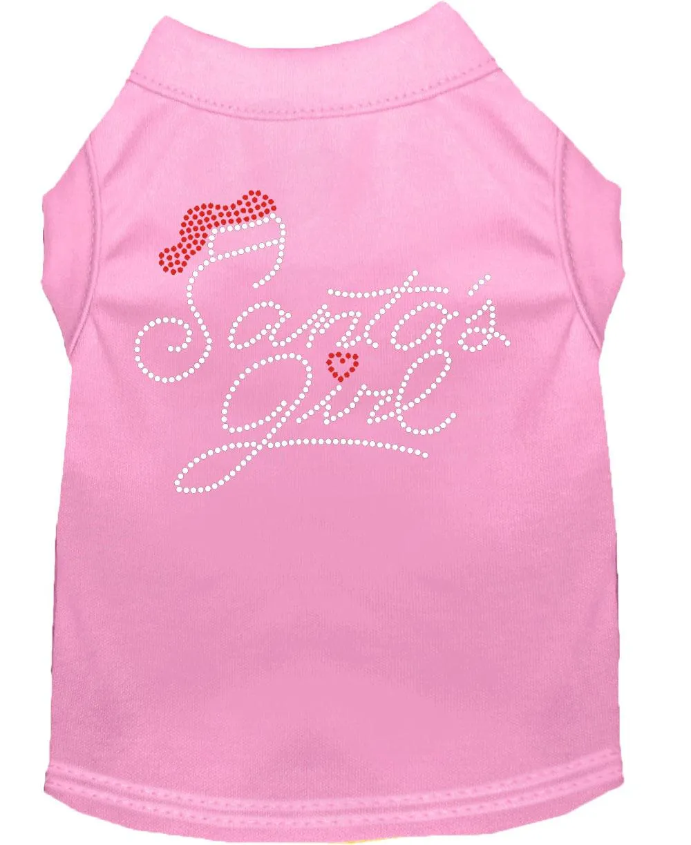 Santa's Girl Rhinestone Dog Shirt Light Pink Xl (16)